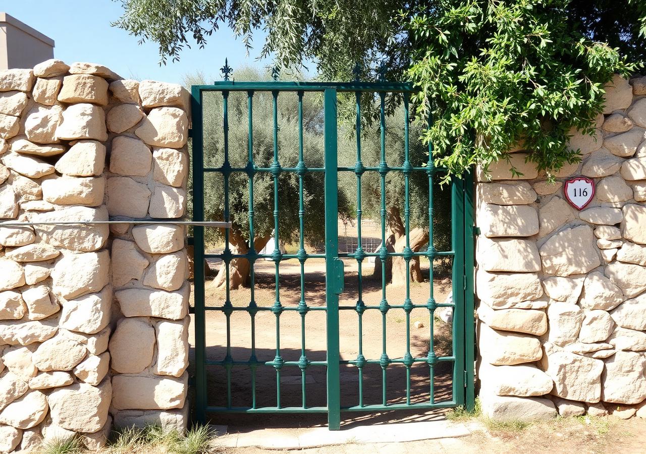 Cancello verde di ingresso a Casa Barbagianni